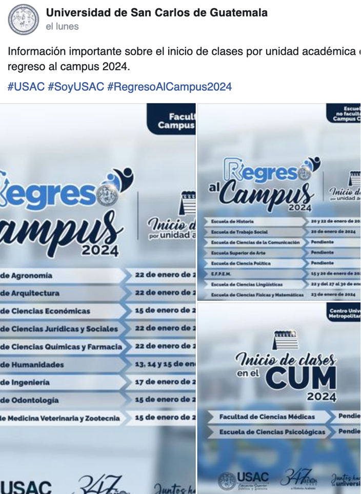 Regreso a la Presencialidad: USAC anuncia Fechas de Inicio de Clases para 2024 imagen
