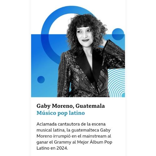 Gaby Moreno: Entre las 100 Mujeres Más Influyentes del Mundo según la BBC imagen